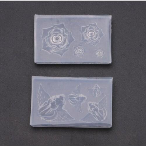 R58E Handmade Rose Flower Cherub Angel Epoxy Resin Mold Floral Earrings Bracelet Keychain Resin Casting Molds Art Craft Tools