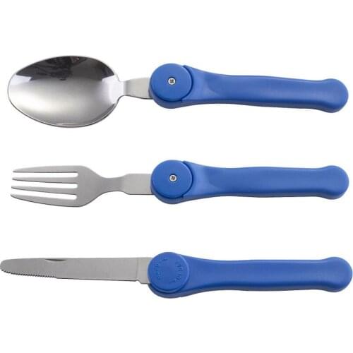 3pcs Portable Long Cookware Backpack Spork Fork Stainless Steel Fold Knife Utensil Spoon Set Combo Picnic Camp Cutlery Tableware