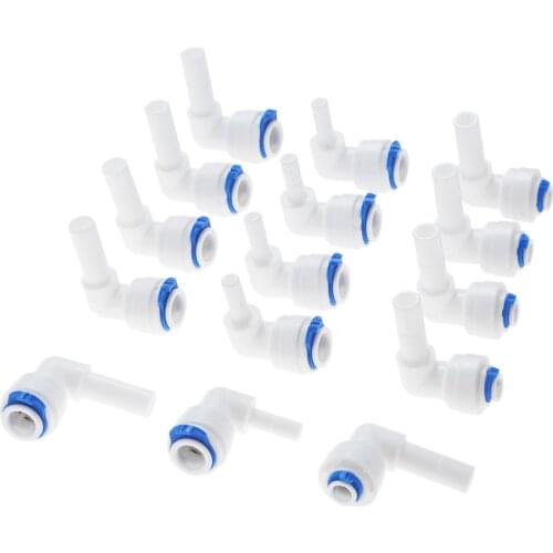 5Pcs Reverse Osmosis 1/4 3/8"" OD Hose Connectors Quick Coupling Stem L-type Water Aquarium Purifier Plastic Joint Pipe Fittings