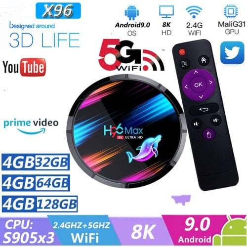 H96 MAX X3 Amlogic S905X3 Smart TVBOX 4GB 128GB 8K Android TV Android 9.0 double Wifi 2.4G/5.0G 1000M BT4.0 H96MAX Android TVBOX