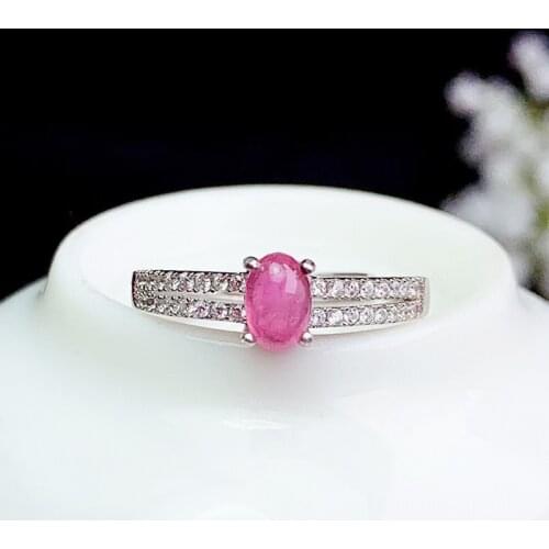 CoLife Jewelry Candy Color Tourmaline Ring for Daily Wear 4*6mm Natural Pink Tourmaline Silver Ring 925 Silver Gemstone Jewelry