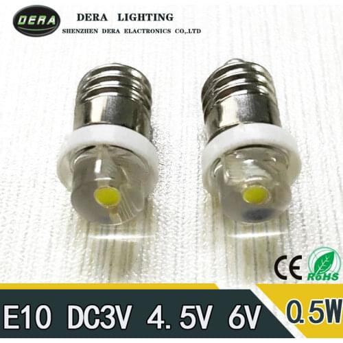 Factory price E10 0.5W 6V 4.5V 3V LED For Focus Flashlight Replacement Bulb Torches Emergency Work Light Pure White