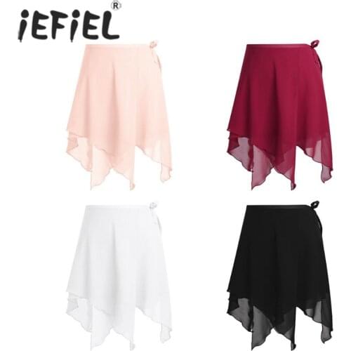 Women Asymmetric Ballerina Chiffon Ballet Wrap Skirt Dance Skate with Waist Tie for Gymnastics Leotard Costume Dance Skirt