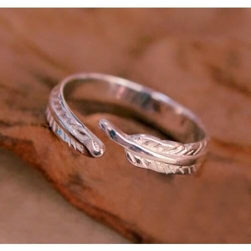 925 Sterling Silver Fether Open Rings For Women Hypoallergenic Fashion Girl Sterling-silver-jewelry