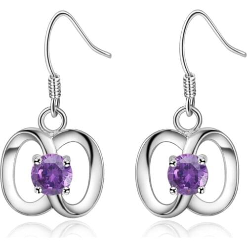 Apple purple zircon high quality Silver Earrings for women fashion jewelry earrings /VVTKUESW MUPBWJEN