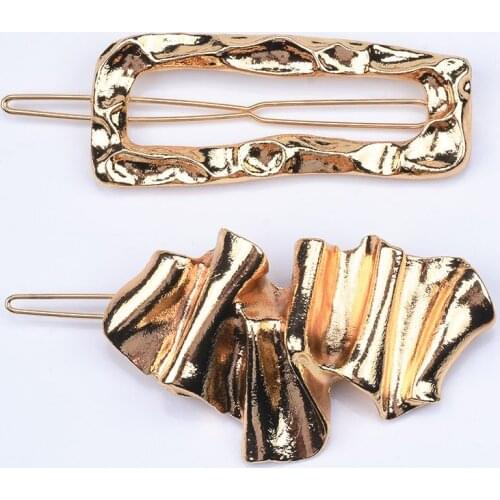 2020 New Gold Metal ZA Hair Clips Women Fashion Creative irregular Geometric Hairpins Hair Jewelry Girls Barrettes Headwear