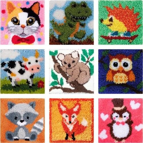Animal Smyrna Knooppakket Klink Haak Kleed Bloemen Cross Stitch Pillows Borduurpakket Kussen latch hook Pillow 3D Do It Yourself