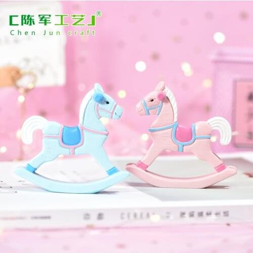 1pc Colorful Painted Horse Hand Carved Balance Rocking Horse Wooden Rocking Horse for Kids Toy Gift Home Cake Decor