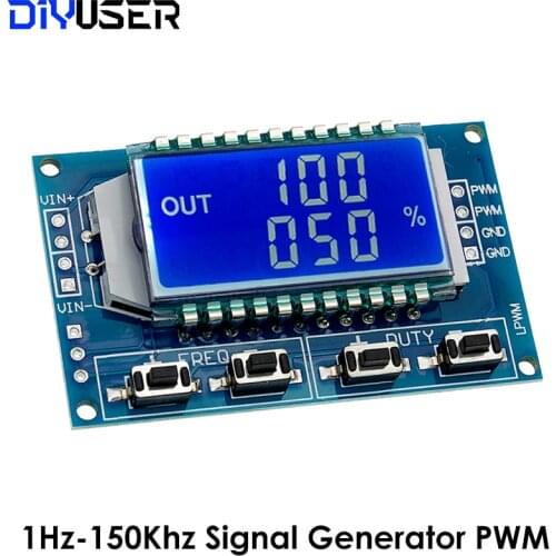 1Hz-150Khz Signal Generator PWM Board Module Pulse Frequency Duty Cycle Adjustable Module LCD Display 3.3V-30V 1Hz - 150Khz