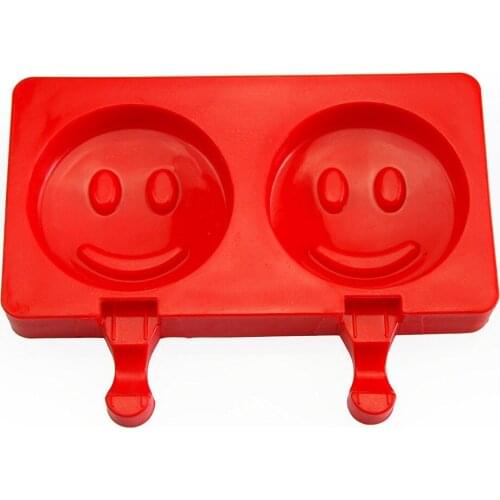 2 Cavities Silicone Cute Ice Pop Mold with Lid Ice Cream Bar Mold Popsicle Mold DIY Ice Cream Maker with 20 Wooden Sticks (Smil