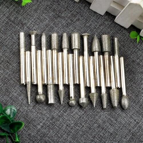 20Pcs Grit#120 Diamond Coated Rotary Grinding Cutting Point Burrs Drill Bit Head 6mm Shank for Die Grinder DIY Power Rotary Tool
