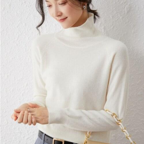 2021 woman winter 100% Cashmere sweaters knitted Pullovers jumper Warm Female Turtleneck blouse blue long sleeve clothing