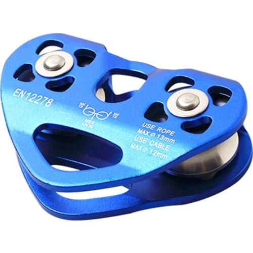 25KN Heart-Shape Climbing Double Pulley Steel Cable Rope 13mm Climbing Device High Speed Zipline Trolley