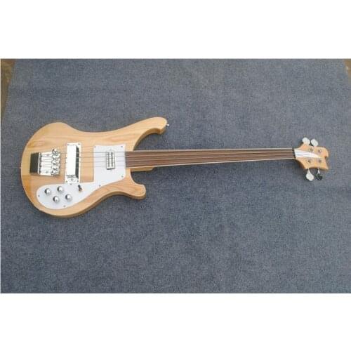 Wood color Rickenback 4003 fireglo 4 strings fretless bass guitar Ricken fretless 4003 bass free shipping