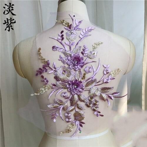 9 Colors Pearl Beaded 3D Flowers DIY Patch Lace Applique Wedding Dress Decor Floral Patch Costume Handmade