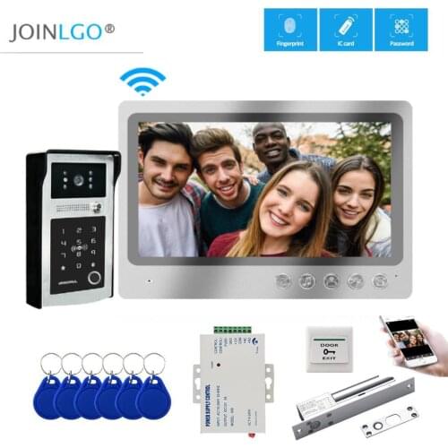 9 Inch Wifi Video Door Phone Intercom System RFID Fingerprint Code Keypad Doorbell 120 Degree Angle Remote Unlock Monitor