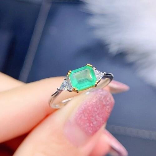 Shop Promotion Specials, Natural Emerald Ring, Clearance, 925 Silver, Size Can Be Customized