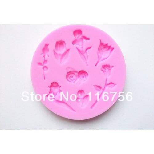 Free Shipping Fondant Cake 8-Cavity Flower Silicone Mold Sugar Paste Sugar Art Tools Cake Decoration Wholesale & Retail