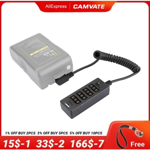 CAMVATE D-tap To 3P ×4 Female Port & USB Splitter Cable With Power Switch For V Mount Gold Mount Battery Monitor LED Video Light