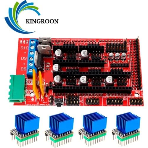 KINGROON 3D Printer Parts Ramps 1.4 Board PCB Board Reprap Ramps 1.4 + 4pcs TMC2130 TMC2208 Drv8825 A4988 Driver Control Board