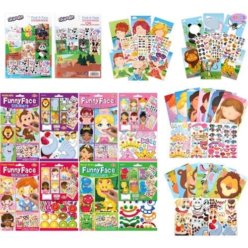 Children Fun Puzzle DIY Sticker Game Cartoon Princess Animal Dinosaur Unicorn Stickers Learn Cognition Education Kids Toys Gift