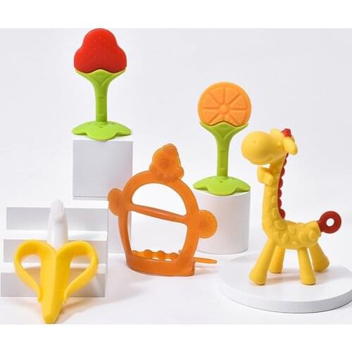 Toddlers Tooth Brush Teether BPA Free Silicone For Infant Soft And Flexible Sterilizing Soft Silicone Tooth Brush