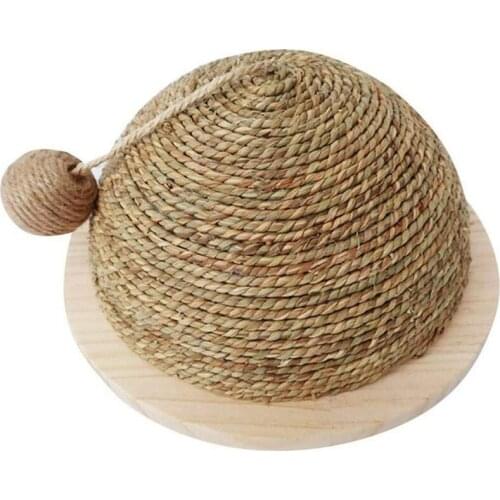 Cat Toy Wooden Bottom Plate Straw Semicircular Grinding Claw Climbing Frame Cat-ABUX