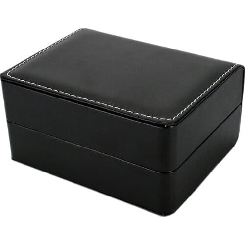 Vintage Black Wrist Watch PU Leather Display Jewelry Storage Box Holder Gift 14x11x7cm