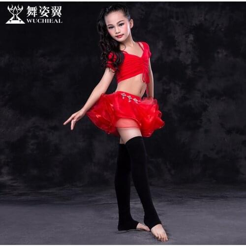 2018 New Arrival kid girls Bellydance Costume Wuchieal Brand Belly Dance Sexy top+skirt 2pcs suits RT113
