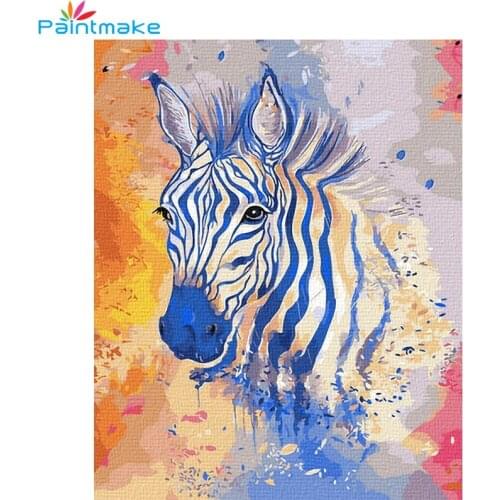 PAINTMAKE Horse DIY Paint By Numbers Animal Oil Painting On Canvas For Home Room Decor Color Zebra Wall Art Picture 40*50CM