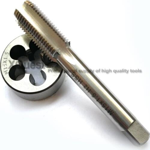 1set HSS Metric Fine thread Hand tap M15 Round die M15X1.5 M15X1.25 M15X0.75 M15X1 M15X0.5 Manual dies Plug taps suit M15X2
