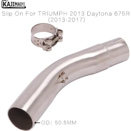 Motorcycle Exhaust Modified Side Exhaust Middle Link Pipe Slip For TRIUMPH 2013 Daytona 675R 2013 - 2017 Connect 51MM Muffler