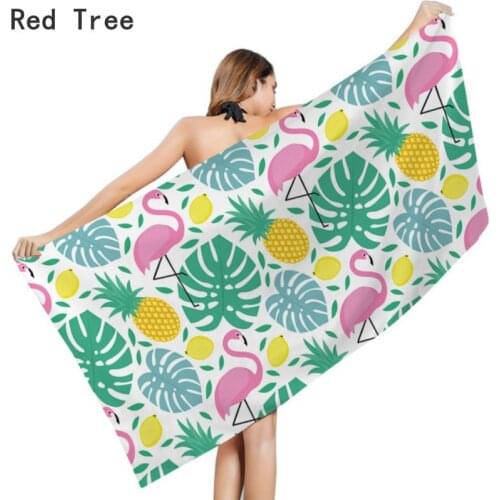 Cartoon Flamingo Plants Printed Beach Towel Women Robes Bath Wearable Cover Dress Quick Drying Spa Magical Nightwear Summer Mat