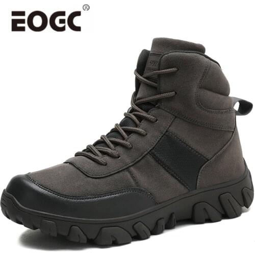 Suede Leather Tactical Desert Boots Men Waterproof Outdoor Anti-Slip Rubber Ankle Boots Army Combat Autumn Climbing Men Shoes