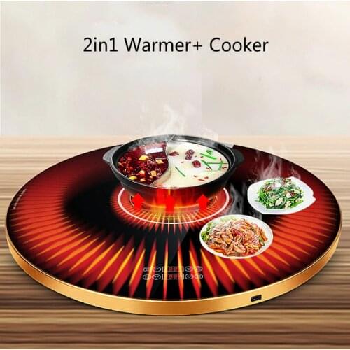 80cm Meals Warming Board Rotatable LCD Touch Hot Plates Electric Induction Cooker Smart Insulation Board Home Electric Hot Plate