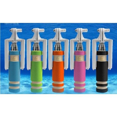 Portable Mini folding mobile phone Wired Selfie Sticks For iphones and android smart phone Built-in Shutter Camera Tripod