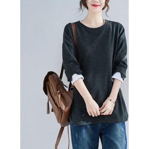 Pullovers Women Solid Color O-neck Spring Autumn Casual Outerwear Tops 2021 New Arrival Female Csual Tops