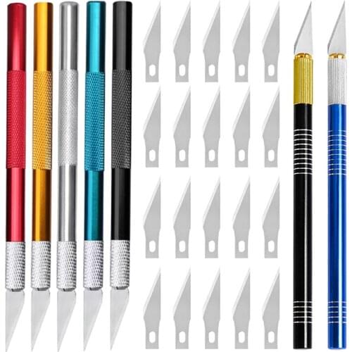 LMDZ Carving Metal Scalpel Knife Non-slip Cutter Engraving Craft Knives Blades Kit Mobile Phone PCB DIY Repair Hand Tools