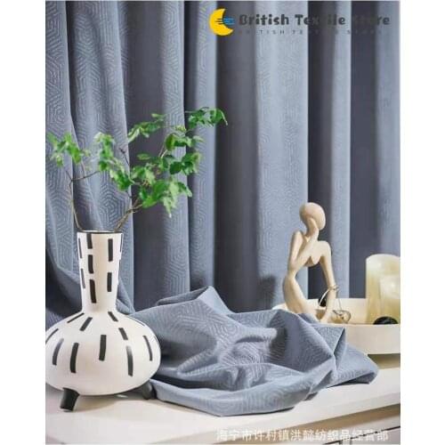 2021 New Light Luxury Nordic Geometric Embossed Velvet Blackout Curtain Cloth Bedroom Living Room Study Room Villa Curtain