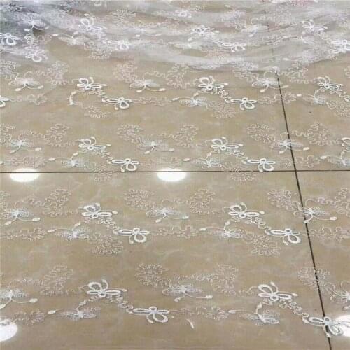 Mesh Bottom Multi-Color Butterfly Embroidered Fabric Womens Childrens Clothing Skirt Wedding Dress Embroidery Fabrics