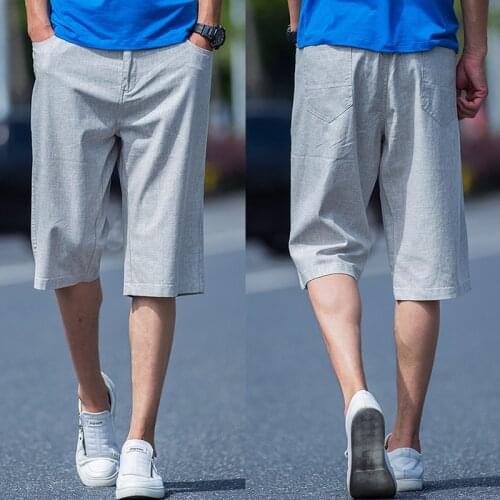 New Comfortable Breathable And Cool Summer Thin Linen Male Casual Men Straight Super Large Fashion Seven Shorts Size 29-40 42 44