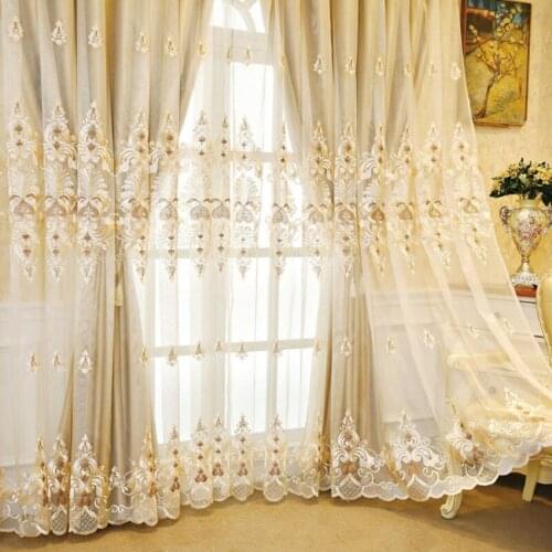 Modern Luxury Classical European Curtains for Bedroom Living Room Study Stitching Embroidery Blackout Curtain Custom