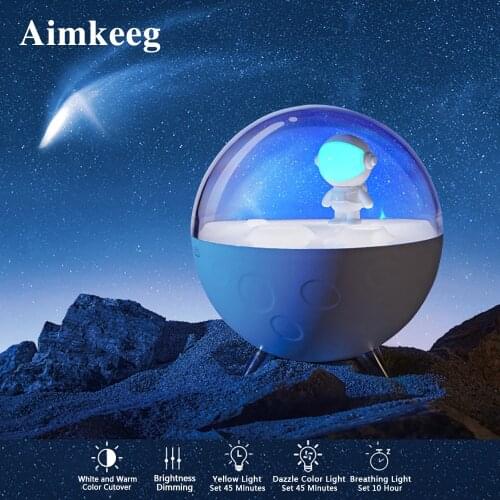 LED Astronaut Night Light 3 Modes Lighting USB Rechargeable Touch Switch Music Reading Table Lamp Cute Childrens Night Lamp