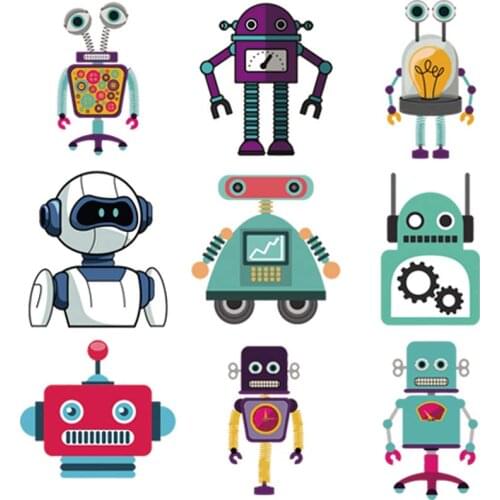 Heat Transfer Robot Parches BoyS Clothing Stickers Diy T-Shirt Washable Eco-Friendly Stripe Patterns For Clothing