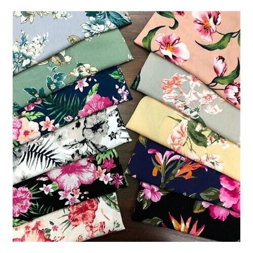 Rayon fabric dark floral printed fabric dress fabricLFCK080005