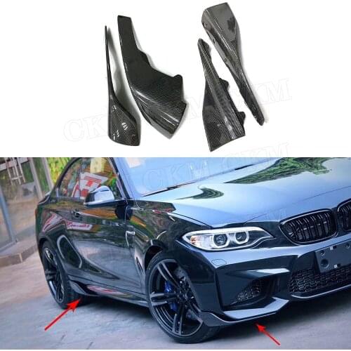 Carbon Fiber Front Bumper Splitters Side Cupwings Flaps Winglets for BMW F87 M2 2 Series Base Coupe 2-Door 2016 2017 2018