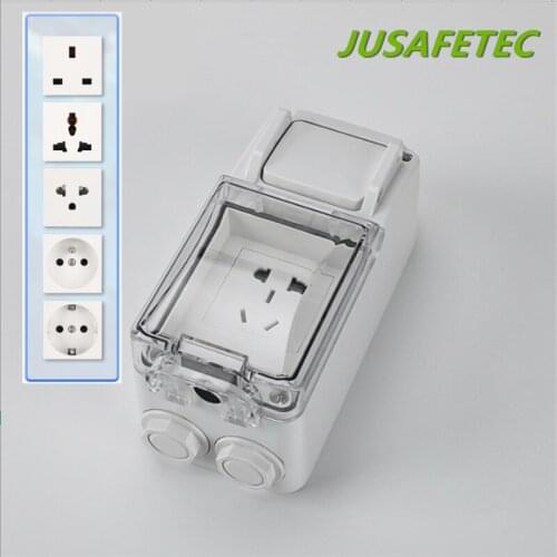 Outdoor Socket With Switch 3680W EU UK FR US Electrical Outlet Waterproof IP66 Impact Resistance Wall Socket For Garden décor