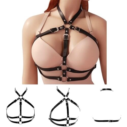Charming Lingerie Fetish Leather Adjust Waist Leg Straps Size Hollow Bra Women Thigh Garter Belts Bondage Body Harness Costume