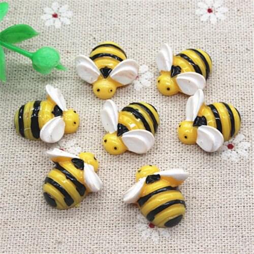 10pcs Kawaii Cartoon Bee Miniature Flatback Cabochon Art Supply DIY Craft Scrapbooking,19mm