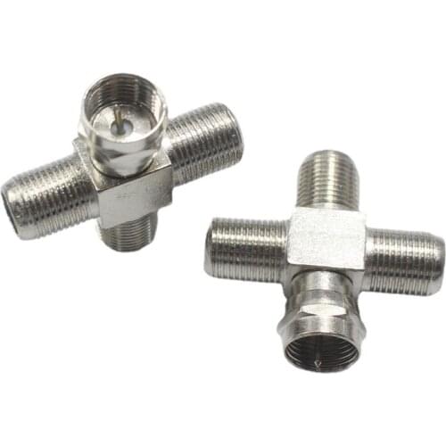 10pcs Inch F Male Plug To Female Jack 3 In 1 TV General Head Inch Plug RF Connector Antenna Adapter